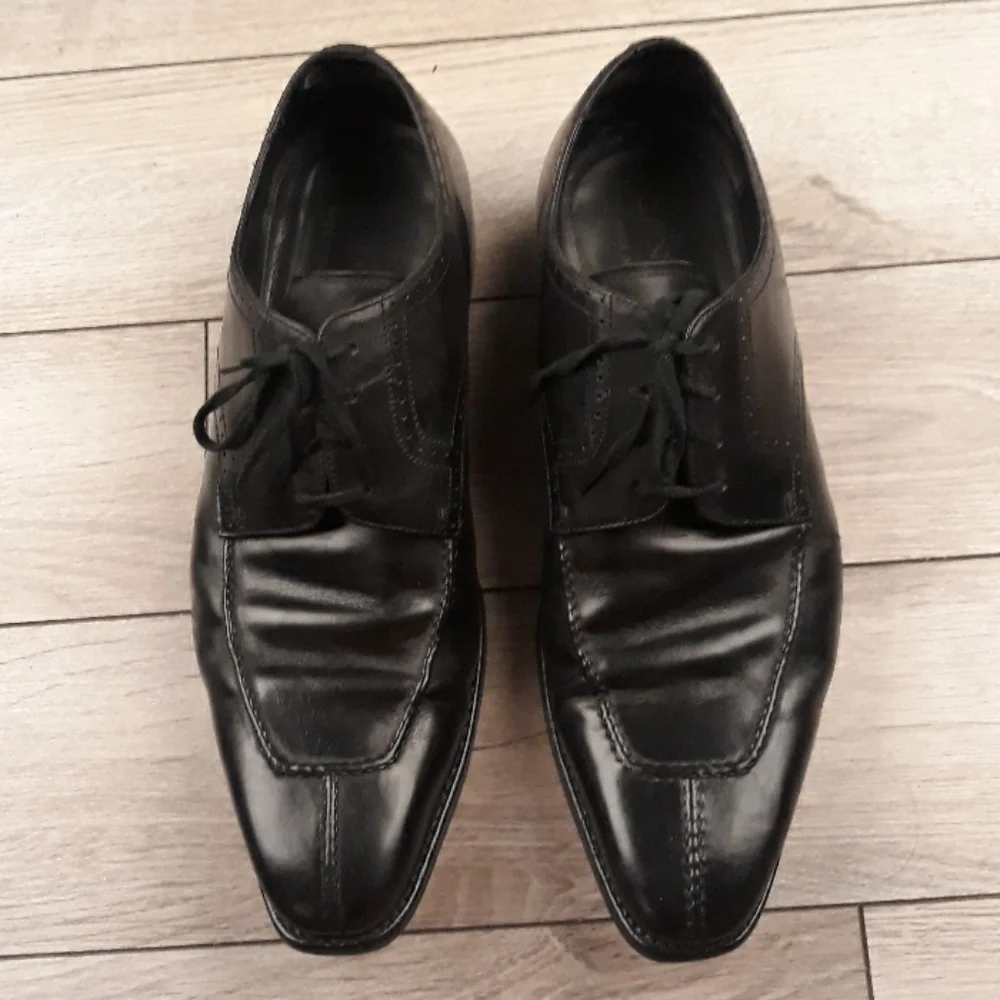 CANALI Black Leather Oxfords Sz 42 / 9 US Split Toe Mens Lace Up Dress Shoes‎